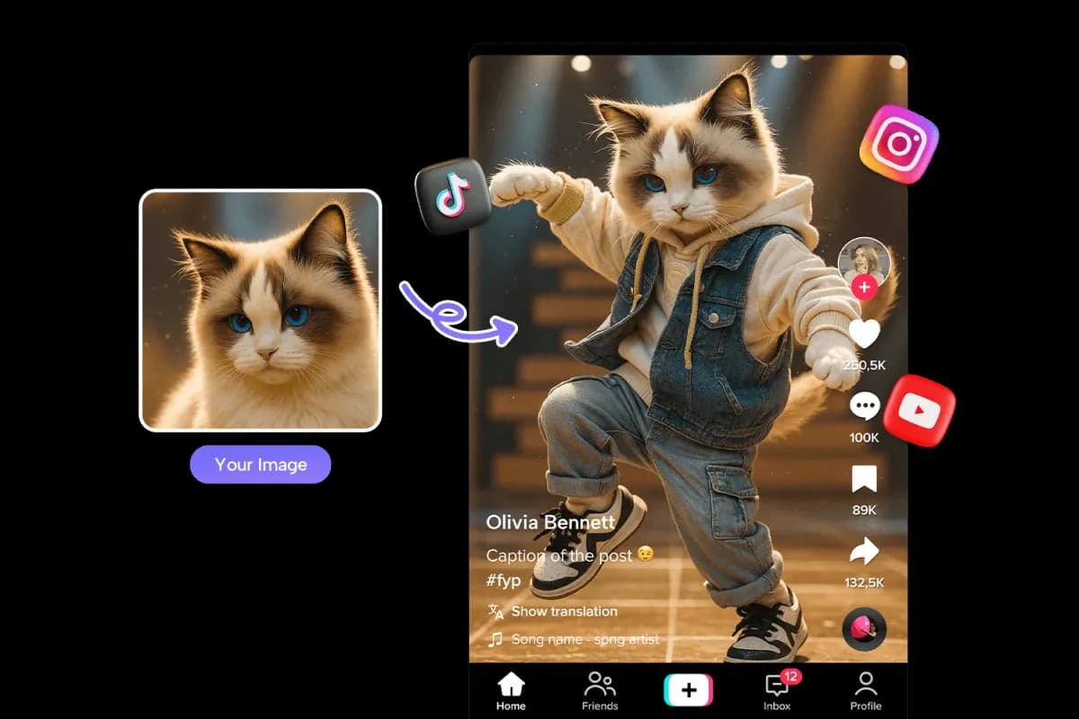 TikTok, 릴스와 쇼츠용 AI 댄스 영상
